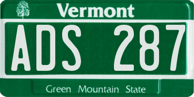 VT license plate ADS287