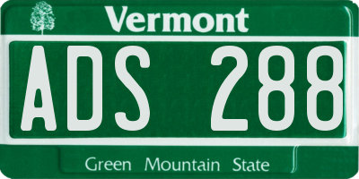 VT license plate ADS288