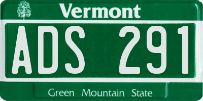 VT license plate ADS291