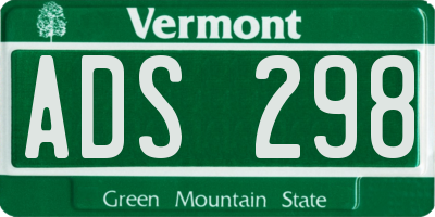 VT license plate ADS298