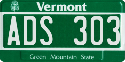 VT license plate ADS303