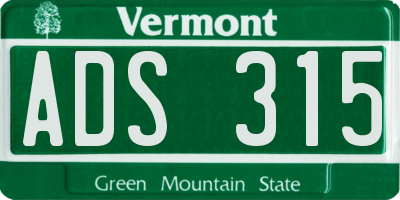 VT license plate ADS315