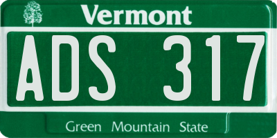 VT license plate ADS317
