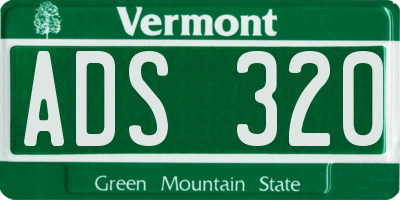 VT license plate ADS320
