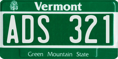 VT license plate ADS321