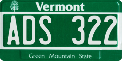 VT license plate ADS322