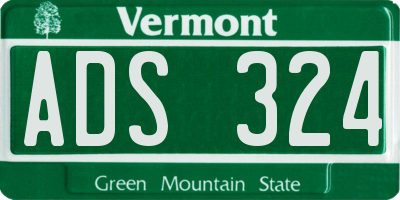 VT license plate ADS324