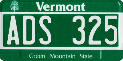 VT license plate ADS325