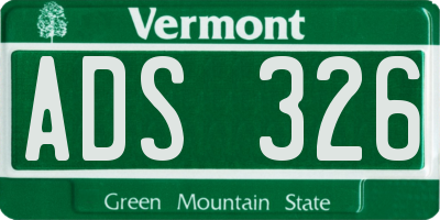 VT license plate ADS326