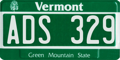 VT license plate ADS329