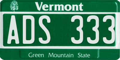 VT license plate ADS333