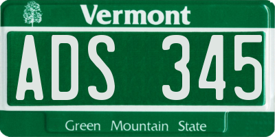 VT license plate ADS345