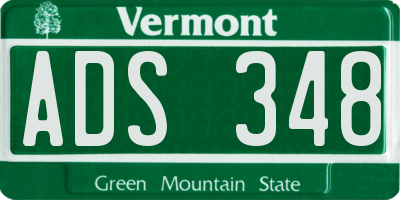 VT license plate ADS348