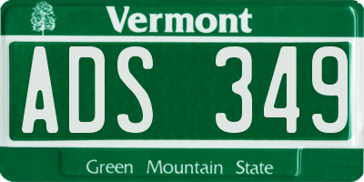 VT license plate ADS349