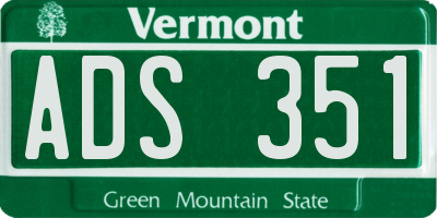 VT license plate ADS351