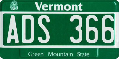 VT license plate ADS366