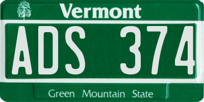 VT license plate ADS374