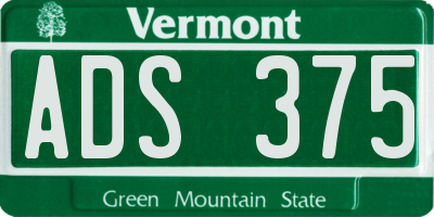 VT license plate ADS375