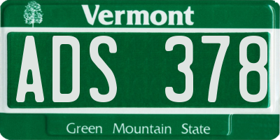 VT license plate ADS378