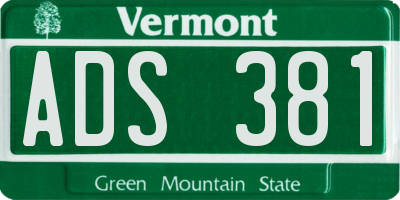 VT license plate ADS381