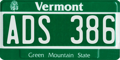 VT license plate ADS386