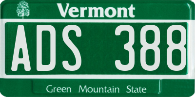 VT license plate ADS388
