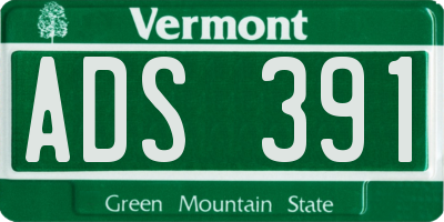 VT license plate ADS391