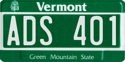 VT license plate ADS401