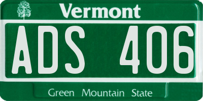 VT license plate ADS406