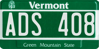 VT license plate ADS408