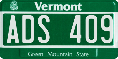 VT license plate ADS409