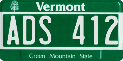 VT license plate ADS412