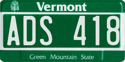 VT license plate ADS418