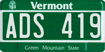 VT license plate ADS419