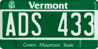 VT license plate ADS433