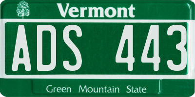 VT license plate ADS443