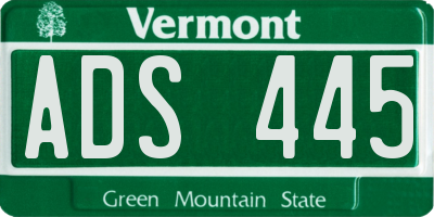VT license plate ADS445