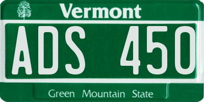 VT license plate ADS450