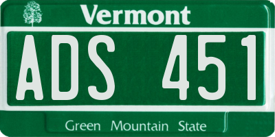VT license plate ADS451