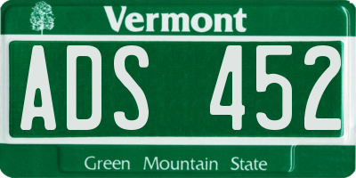 VT license plate ADS452