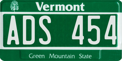 VT license plate ADS454