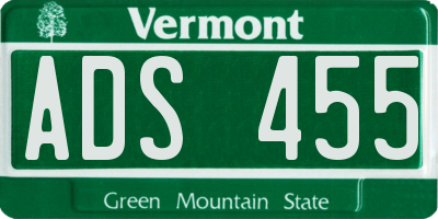 VT license plate ADS455