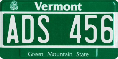 VT license plate ADS456