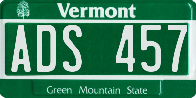 VT license plate ADS457
