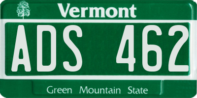 VT license plate ADS462