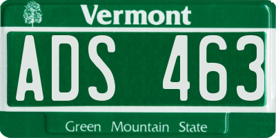 VT license plate ADS463