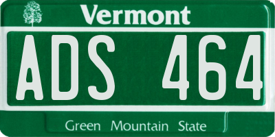 VT license plate ADS464