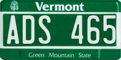 VT license plate ADS465