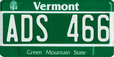 VT license plate ADS466