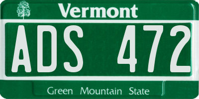 VT license plate ADS472